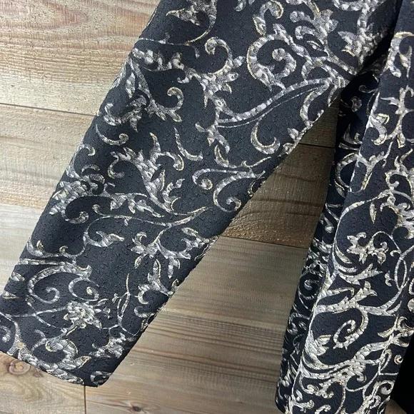 Catherines Womens Shirt One Piece Cardigan Blouse Twofer Black Gold Elegant 1X - Picture 5 of 7